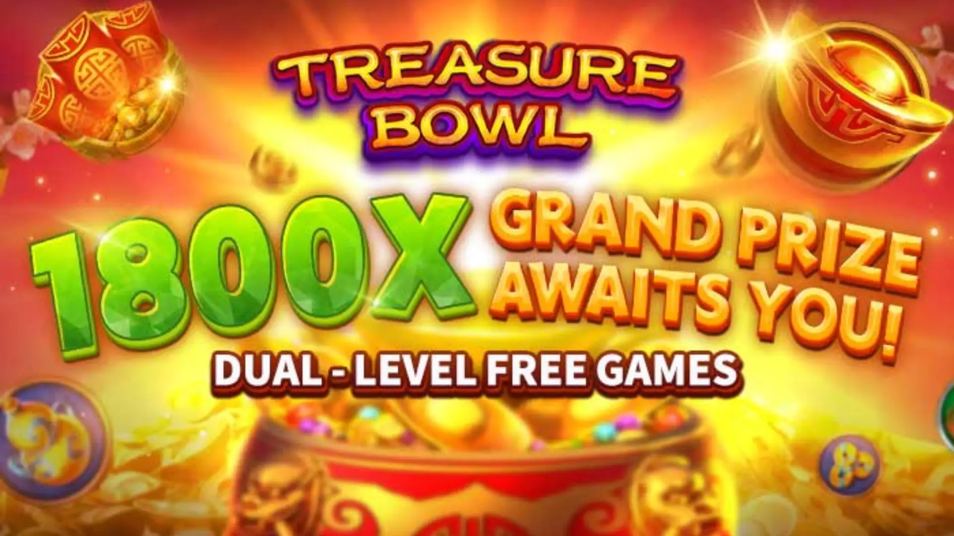 Multiplicadores Treasure Bowl 888game - 7777x Máximo com Tigela Dourada